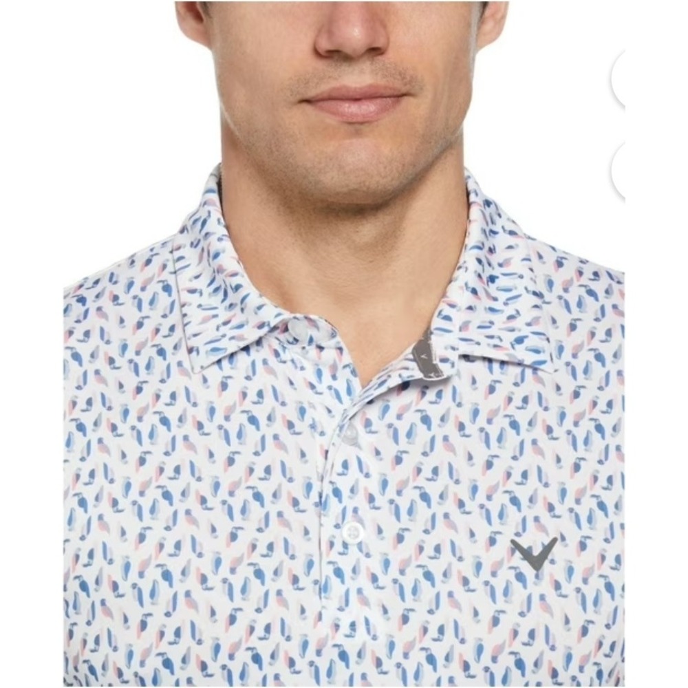 Callaway Opti Dri Golf Polo Shirt Mens XXL Bird Print Performance